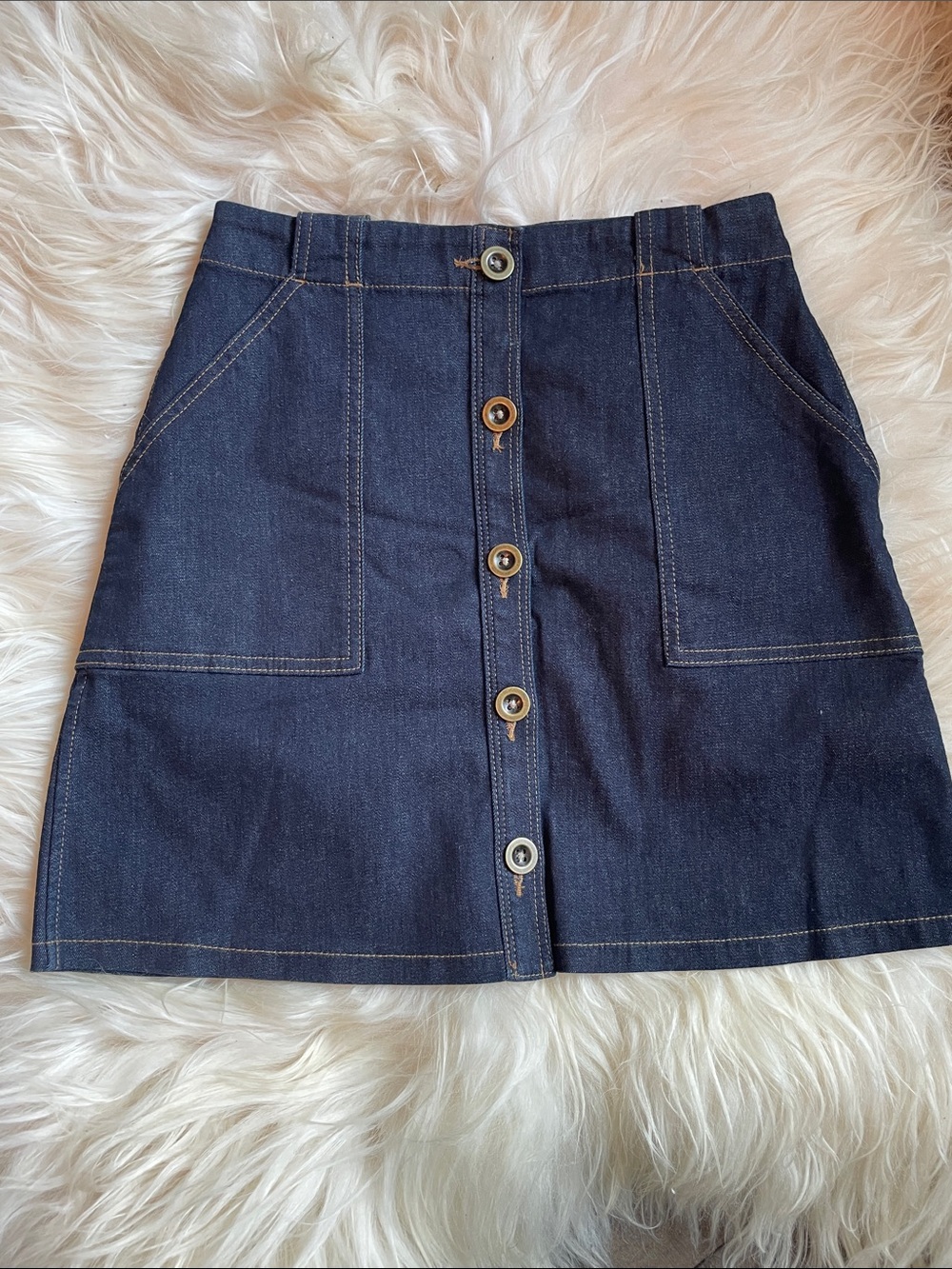 Banana Republic Dark Indigo Denim Button-Front Mini Skirt